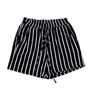 Frumos Women's M Medium Lounge Shorts Striped Rayon Blend Elastic Waist